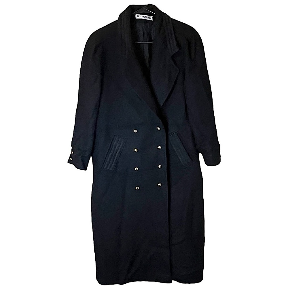 VTG DONNY BROOK Double Breasted Black Wool Trench Coat